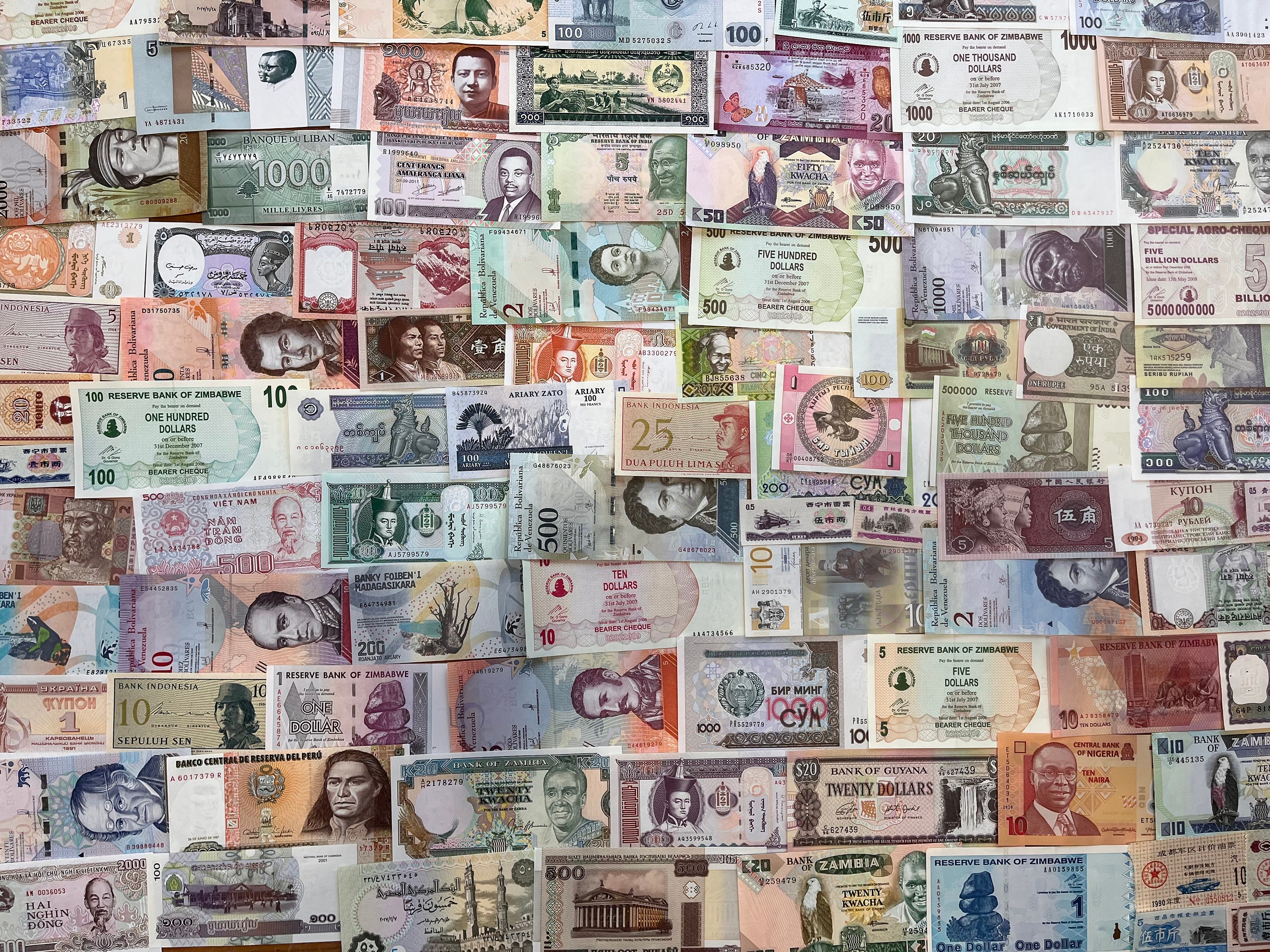 MINT Condition Assorted World Banknotes—colorful, Diverse