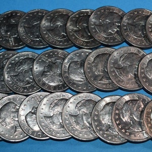 Full Tube (25) Susan B. Anthony Dollar Coins (About UNCIRCULATED, San Fran, or Mix-n-Match)—Four Options!