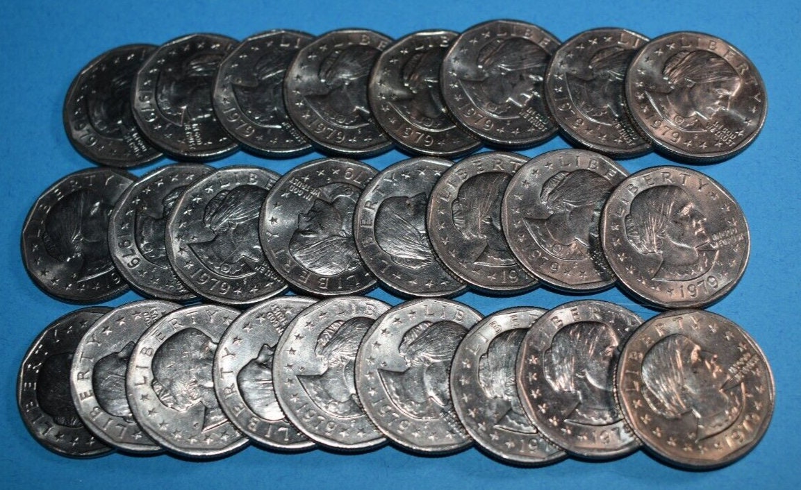 Full Tube (25) Susan B. Anthony Dollar Coins (About UNCIRCULATED, San Fran, or Mix-n-Match)—Four Options!