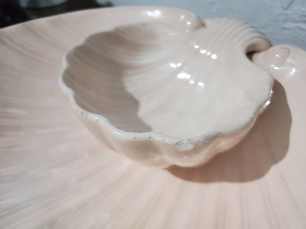 Vintage Fitz y Floyd Clam Shell Chip y Dip Bowl Etsy