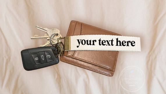 Personalized Canvas Keychain Bronze Key Fob Lanyard Cute Car