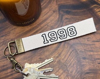 Birth Year Keychain: Personalized Handmade Wristlet