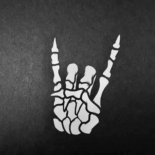Rock on, Devil Horns, Skeleton Hand Decal Sticker
