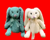 Knitted Rabbit Toy, Craft Stuffed Bunny Dolls, Crochet plush rabbits in all colors, Amigurumi handcrafted knitted bunny doll