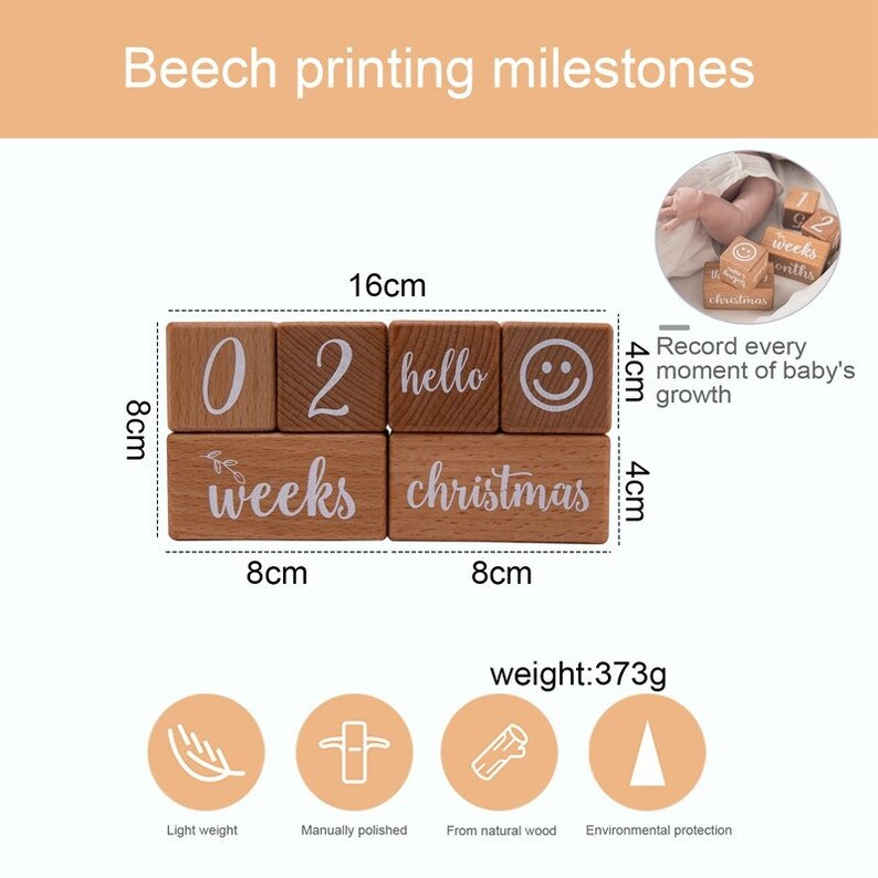Baby Milestone Blocks Pregnancy Countdown Baby Shower Gift Age Blocks ...