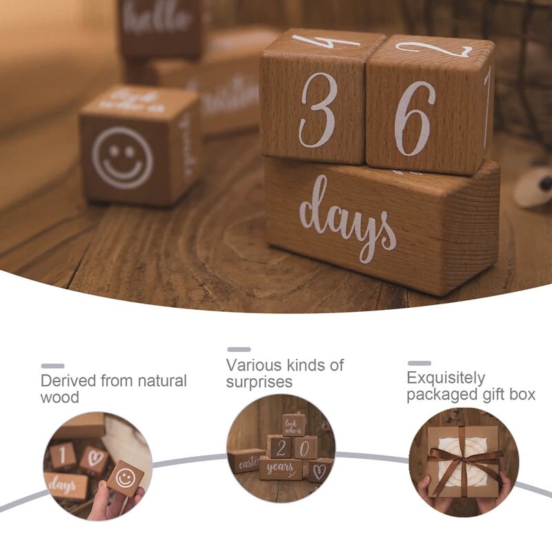 Baby Milestone Blocks Pregnancy Countdown Baby Shower Gift Age Blocks ...