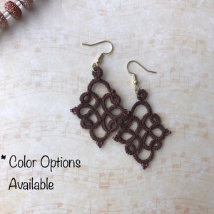 Handmade Tatting Frivolite Earrings, Tatted jewelry, Handmade Cotton Earrings with beads, Dangling earrings