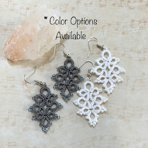 Bridal Earrings, Handmade Tatting Frivolite Earrings, Tatted earrings, Earrings with Beads,Evening earrings, Dangling Earrings,Lace Earrings