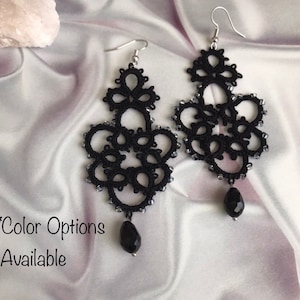 Handmade Tatting Frivolite Earrings, Tatted jewelry, Bridal Earrings, Tatting, Dangling earrings, Tatted earrings, Light Lace Earrings