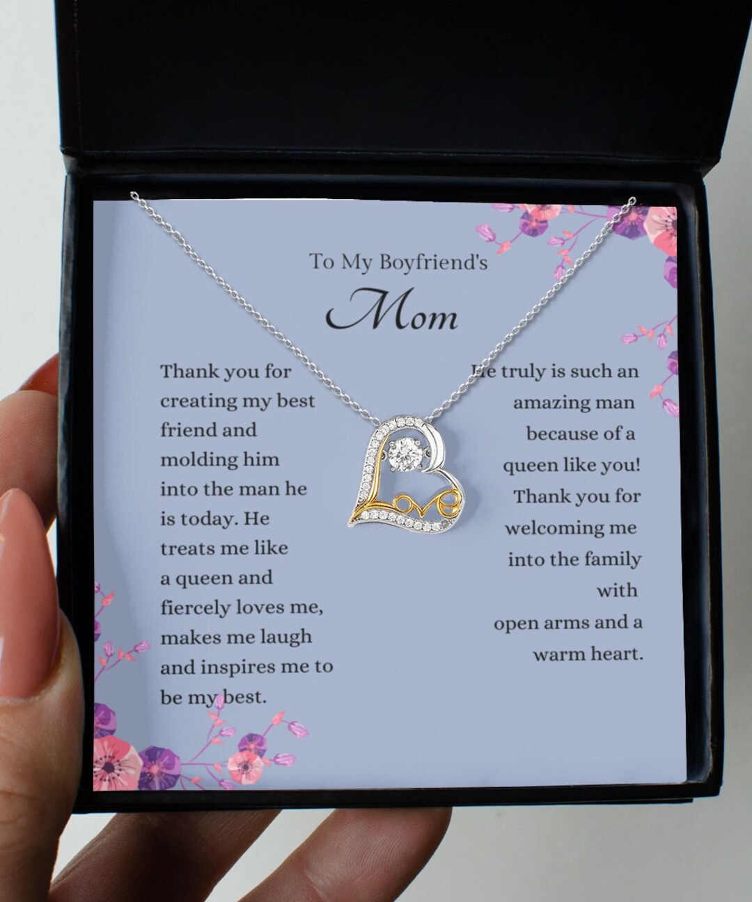 Heart Necklace for Boyfriends Mom, Boyfriend Mom, Christmas Gift for My Boyfriends Mom Birthday