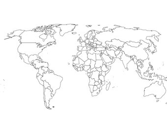 Outline World Map Etsy