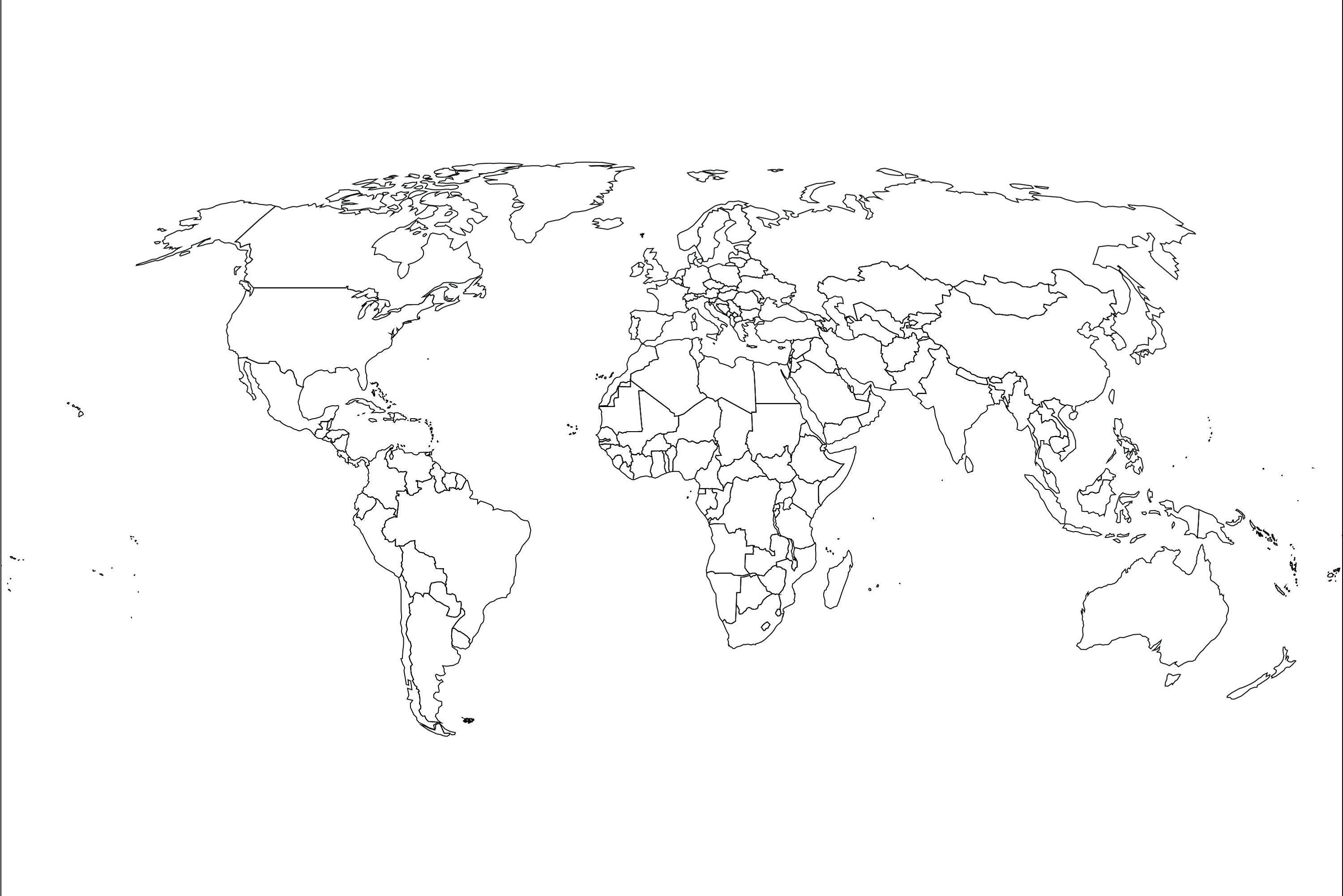 World Map Outline All 195 Countries Svg Vector Files For Etsy