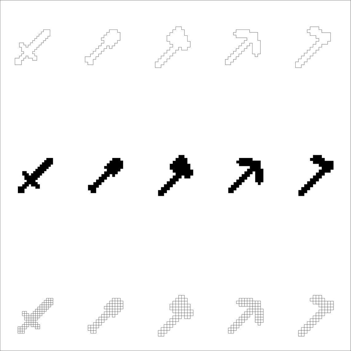 All Minecraft Tools Outline/silhouette SVG Vector Files for Cricut ...