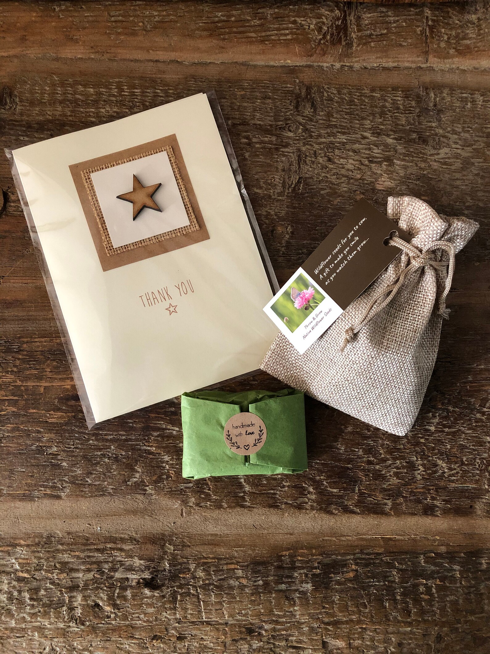 Thank You Card UK With Star Design & Wildflower Gift Etsy