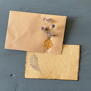 3 x Enveloppe et billet de fleurs séchées