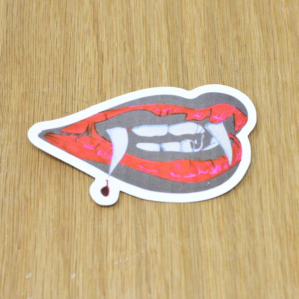 Vampire Fangs vinyl sticker, mythical fantasy sticker, teeth lips sticker, supernatural sticker, halloween sticker