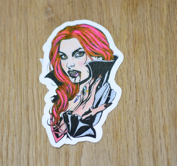 Venomous Vampire Dominatrix vinyl sticker, mythical fantasy sticker, cool female sticker, supernatural woman sticker, badass bitch sticker