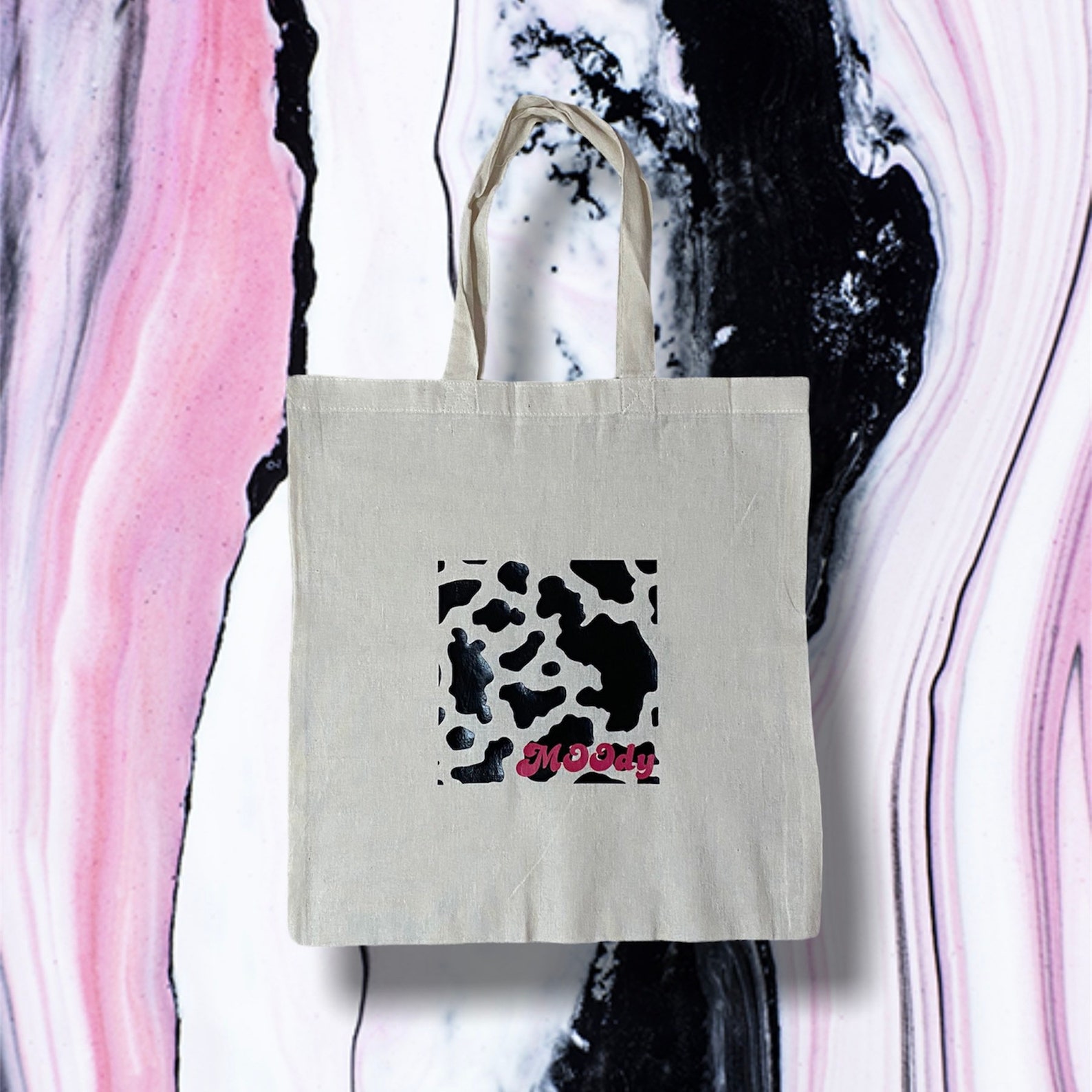 cow print canvas bag