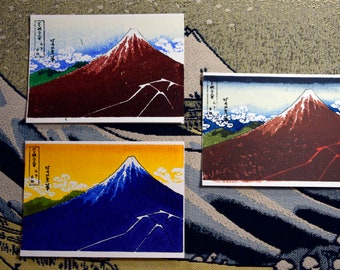 3 Pack - Handmade Greeting Card - Storm Beneath the Summit by Katsushika Hokusai