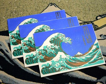 Handmade Greeting Card x3  - Hokusai's Great Wave Off Kanagawa