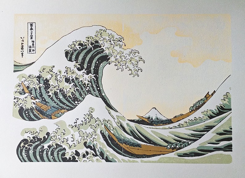 Make your own Japanese print A2 The Great Wave Off Kanagawa by Katsushika Hokusai image 4