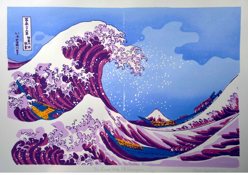 Make your own Japanese print A2 The Great Wave Off Kanagawa by Katsushika Hokusai image 3