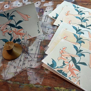 Kit d'impression de cartes de voeux - Trompette Lillies par Katsushika Hokusai