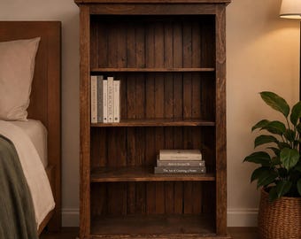 Handmade Farmhouse Bookcase – Rustic Wooden Bookshelf Cabinet – Multipurpose Storage Organizer