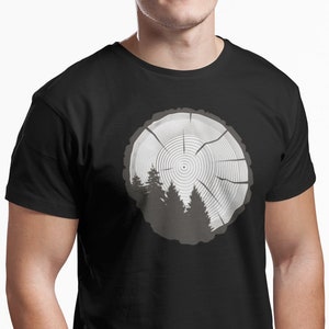 T-Shirt Herren Natur Grafik Wald Shirt Baumstamm Mann Tree trunk  - Herren Shirt