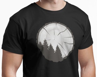 T-Shirt Herren Natur Grafik Wald Shirt Baumstamm Mann Tree trunk  - Herren Shirt