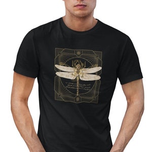 Steampunk Dragonfly Men's T-shirt Geometric Animal Motif Nature Graphic Shirt Man Gift Idea Birthday