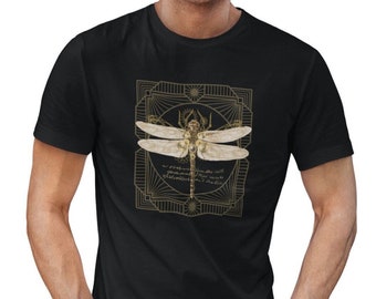 Steampunk Dragonfly Men's T-shirt Geometric Animal Motif Nature Graphic Shirt Man Gift Idea Birthday