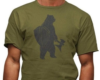 Bear T-shirt Men's Animal Motif Funny Man Shirt Wild Animals Graphic T-shirt Gift