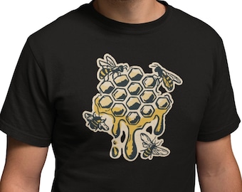 T-Shirt Herren Bienen Grafik Natur Shirt Mann Bienen mit Honig- Herren Shirt