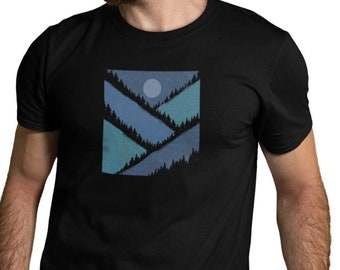 T-shirt Herren Berge Geometrisch Shirt Mann Geschenk Natur Reisen Tshirt