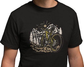 Mountainbike T-shirt Herren Fahrrad Grafik Shirt Cycling Mann Shirt Berge Nature