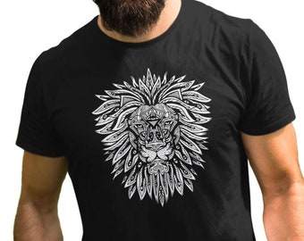 Lion Men's T-shirt Mandala Alternative Shirt Man Wild Animals Nature Geometric