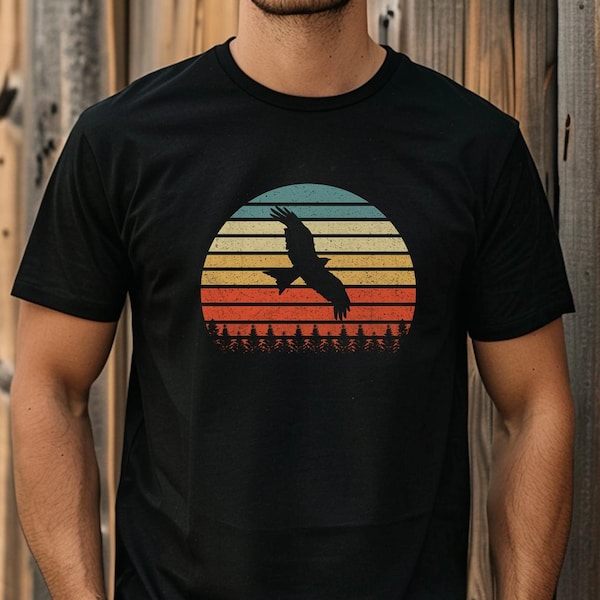 Vogel T-Shirt Herren, Naturliebhaber Geschenk, Geschenkidee, Vogelliebhaber, Sonnenuntergang, Geschenk Für Ihn, Wandern, Natur, Berge