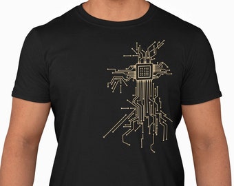 Nerd T-shirt men with computer motif computer science geek shirt gamer print man tshirt