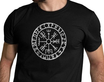 Viking Compass T-shirt Men's Odin Motif Walhalla Graphic Alternative Shirt Man