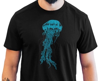 T-Shirt Herren Qualle Natur Tshirt Meerestiere Ozean Grafik Shirt Mann Meer Motiv