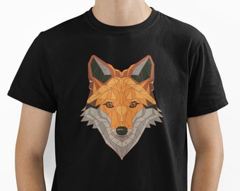 Geometrisch Fuchs T-shirt Herren Natur Grafik Mann Shirt wild Tiermotiv