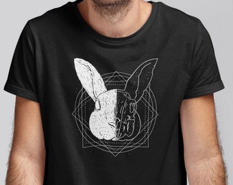 Hase Geometrisch T-shirt Herren Alternativ Grafik Psychodelic Shirt Mann Kaninchen T-shirt