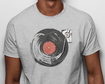 T-Shirt Herren Vinyl Schallplatten Shirt Vintage Mann