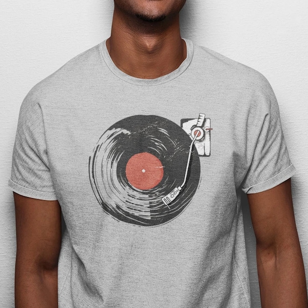 T-Shirt Herren Vinyl Schallplatten Shirt Vintage Mann