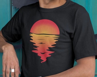 Sunrise reflected in the water men's shirt