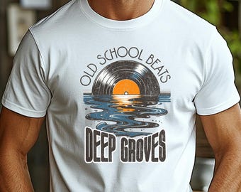 Oldschool Vinyl Shirt Männer, Vintage DJ T-Shirt, Geschenk für Musikliebhaber, Plattenspieler Shirt, Retro Music Shirt, Turntable T-Shirt