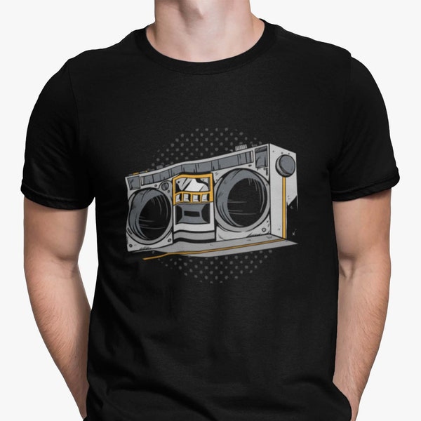 Radio 80' 90' Herren T-shirt Vintage Grafik Musik Logo Mann Shirt Dj Geschenk Geburtstag Boombox Druck T shirt