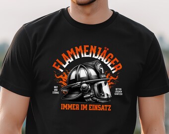 Feuerwehr Shirt Herren, Flammenjäger Immer im Einsatz, Funshirt mit Spruch, Geschenk für Feuerwehrmann, Einsatzshirt, T-Shirt Feuerwehr