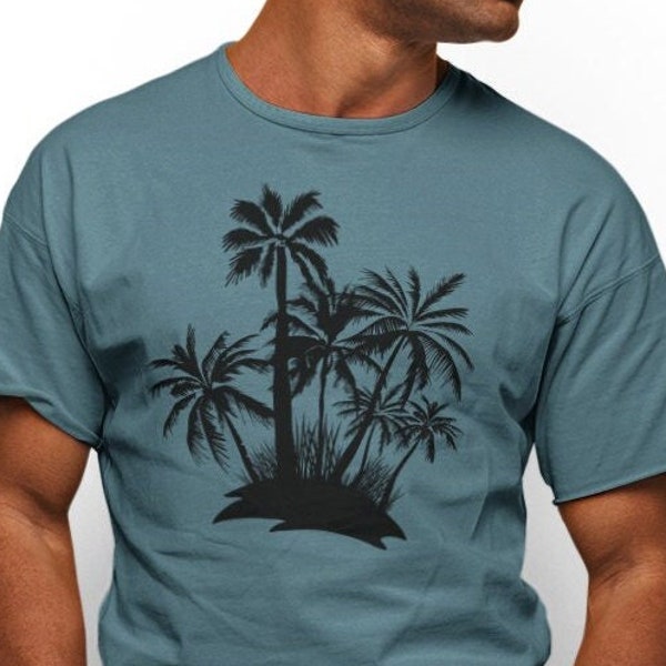 T-Shirt Herren Palme Grafik Insel Strand Druck Shirt Mann